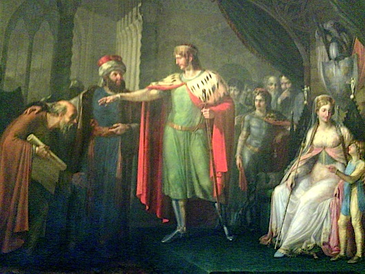Costantino l'Africano viene presentato alla corte di Roberto il Guiscardo e Sichelgaita di Salerno (Pietro Diacono, De viris illustribus archimonasterii Casinensis)