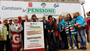 Susanna Camusso durante il comizio a Venezia