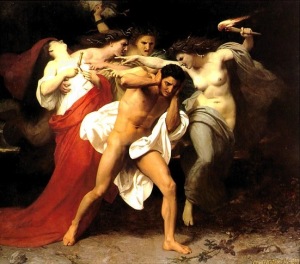 Oreste inseguito dalle Erinni Il rimorso di Oreste opera di William-Adolphe Bouguereau – 1862.