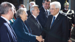 Il Presidente Sergio Mattarella con Agnese e Giovanni Moro e Mario Calabresi