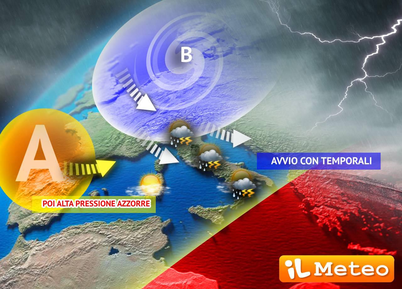 Avvio di settimana con temporali e grandine, poi, ritorna l'anticiclone delle Azzorre