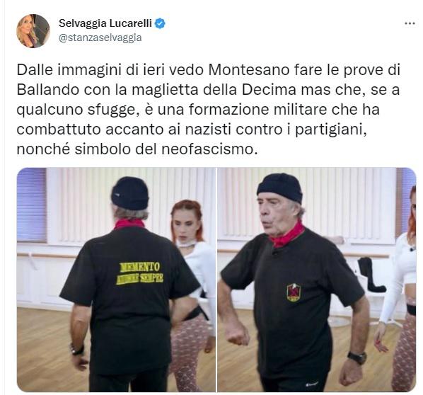Ballando con le Stelle, Lucarelli: "Montesano alle prove con maglia Decima Mas"