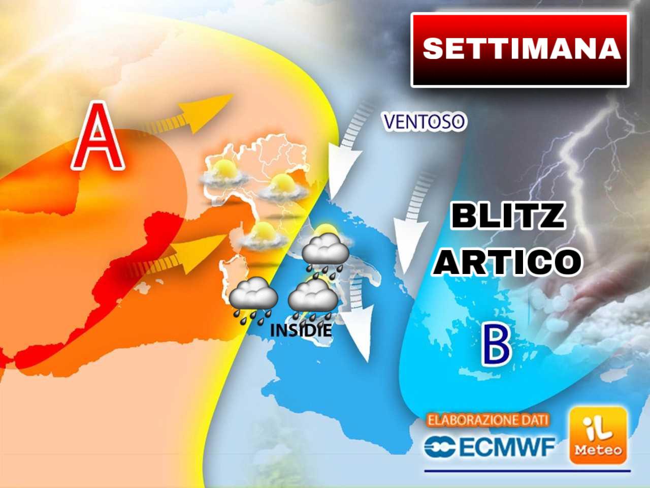 Blitz artico con venti forti e neve a bassa quota: ecco dove