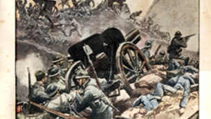 La copertina di Beltrame (Domenica del Corriere Anno XVIII n.24 11-18 giugno 1916) dedicata alla Brigata Catanzaro