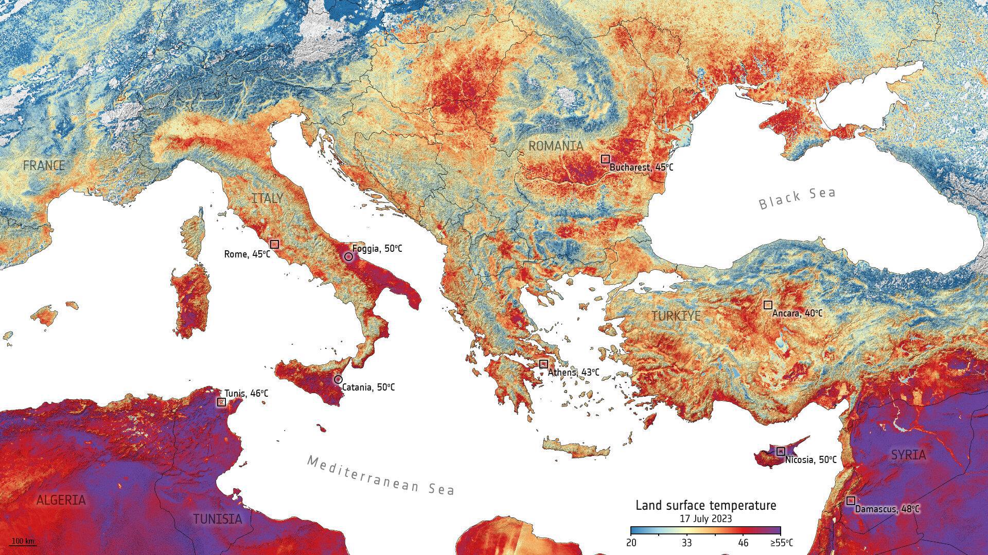Caldo, satelliti Esa 'fotografano' le ondate di calore
