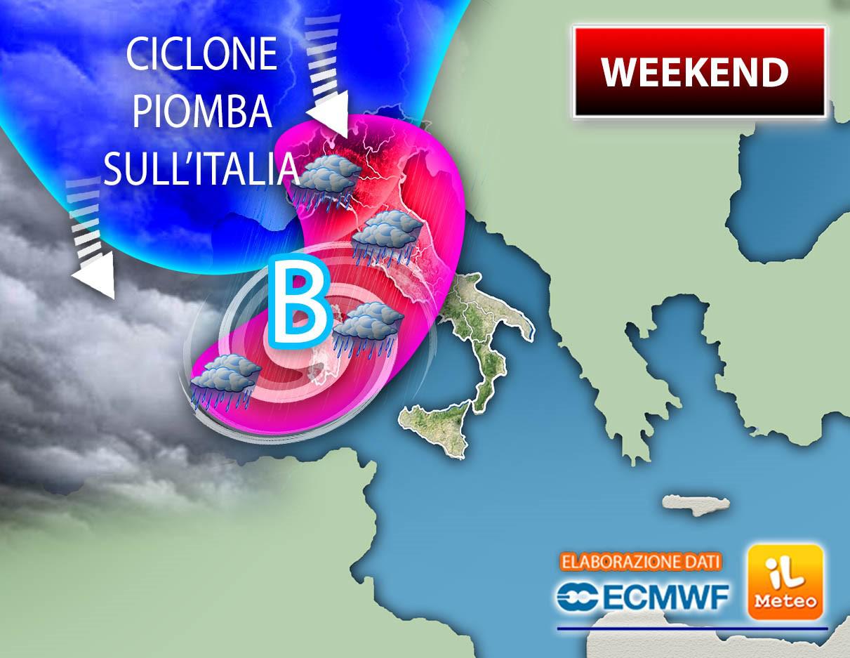 Ciclone in arrivo e weekend di pioggia battente, ecco dove
