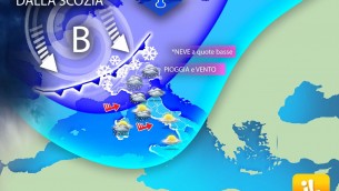 Ciclone invernale dalla Scozia, weekend di pioggia e freddo