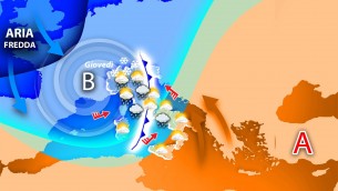 Ciclone polare porta freddo, neve e pioggia: previsioni meteo fino a domenica