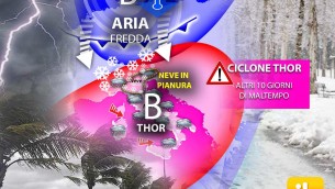 Ciclone Thor sull'Italia, ancora 10 giorni con neve e venti di tempesta