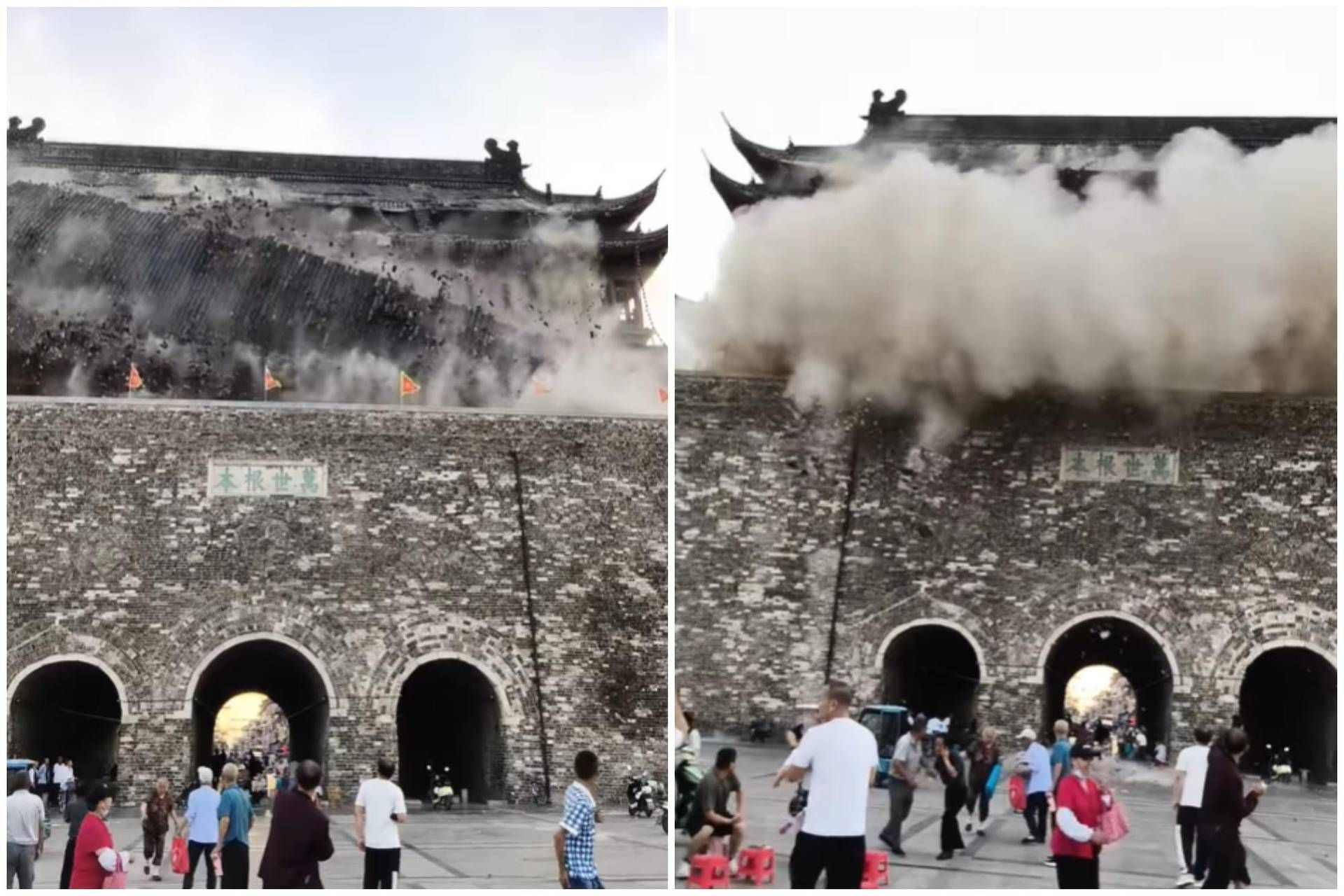 Cina, crolla il tetto della Torre del Tamburo: aveva 650 anni - Video