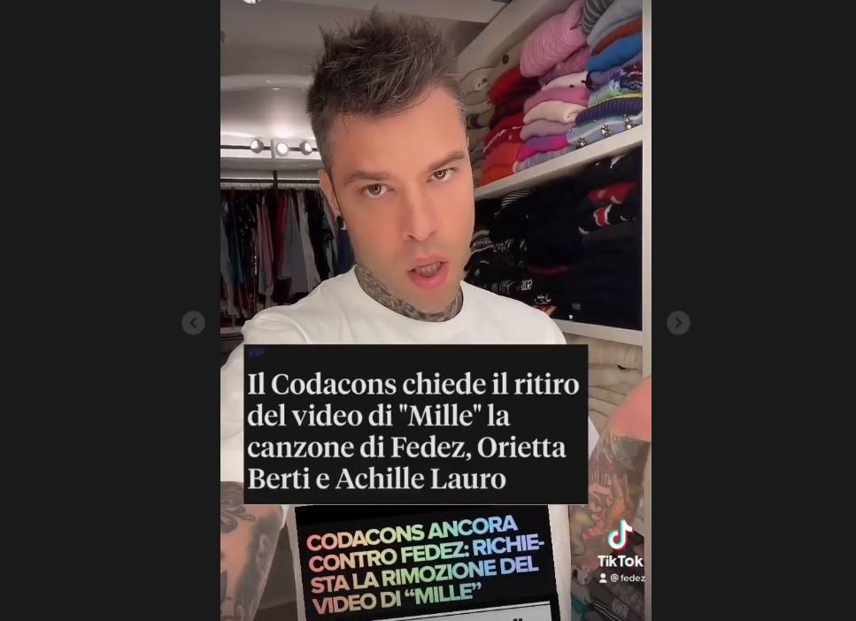 Codacons contro Fedez e attacca 'Mille': pubblicità occulta