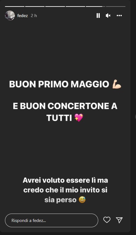 Concertone 1 maggio, Fedez ironizza: "Volevo andarci ma invito s'è perso"