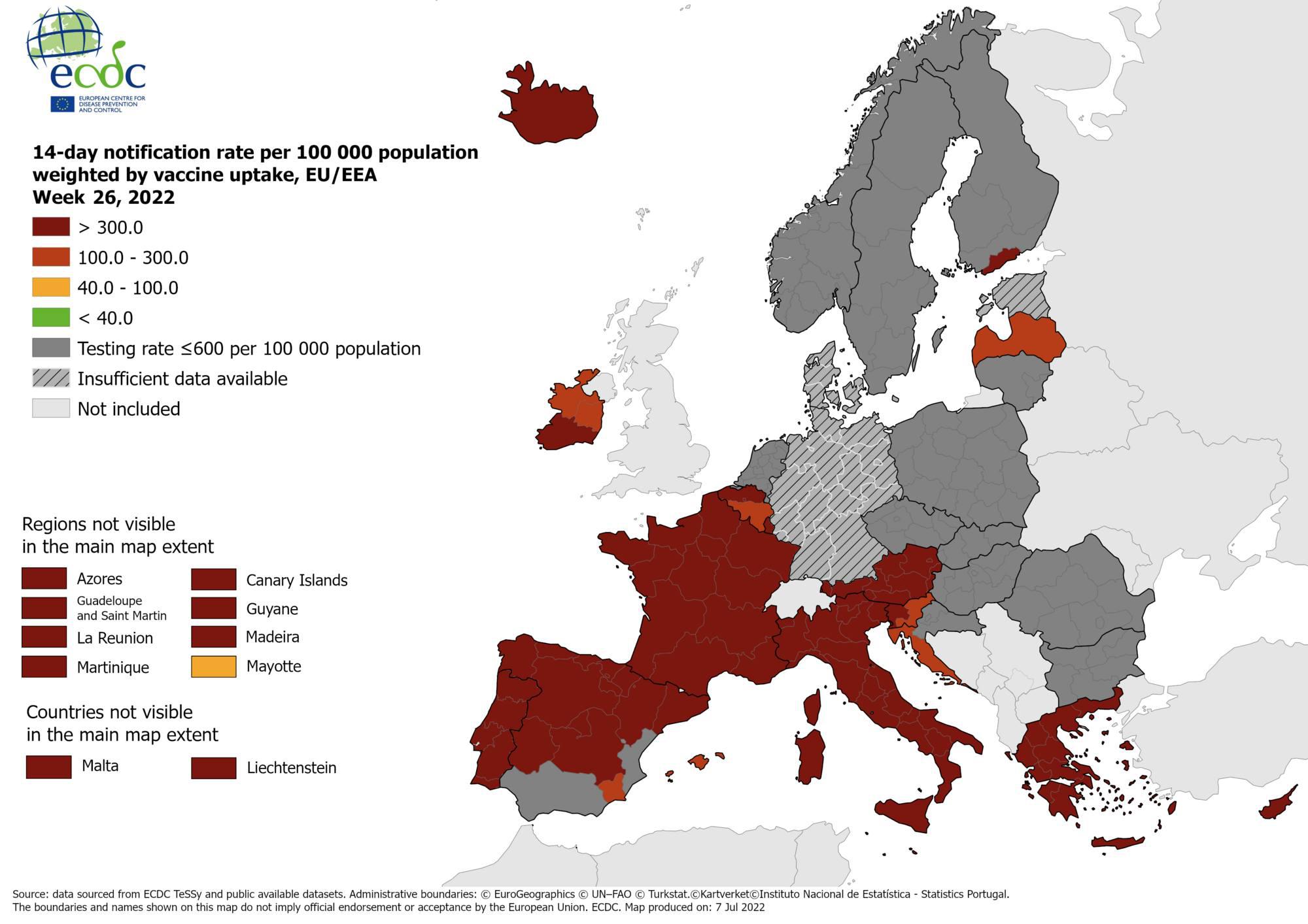 Covid, mappa Ecdc: Italia interamente rosso scuro