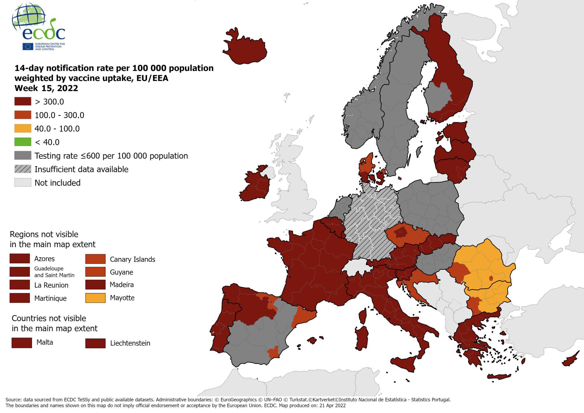 Covid, mappa Ecdc: Italia rosso scuro, crollo test in Europa