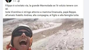 Crollo Marmolada, il selfie di una delle vittime prima della valanga