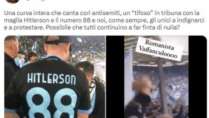 Derby Lazio-Roma, tifoso con maglia 'Hitlerson 88': indaga la Digos