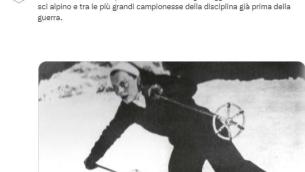 E' morta Celina Seghi, prima 'regina' dello sci: aveva 102 anni