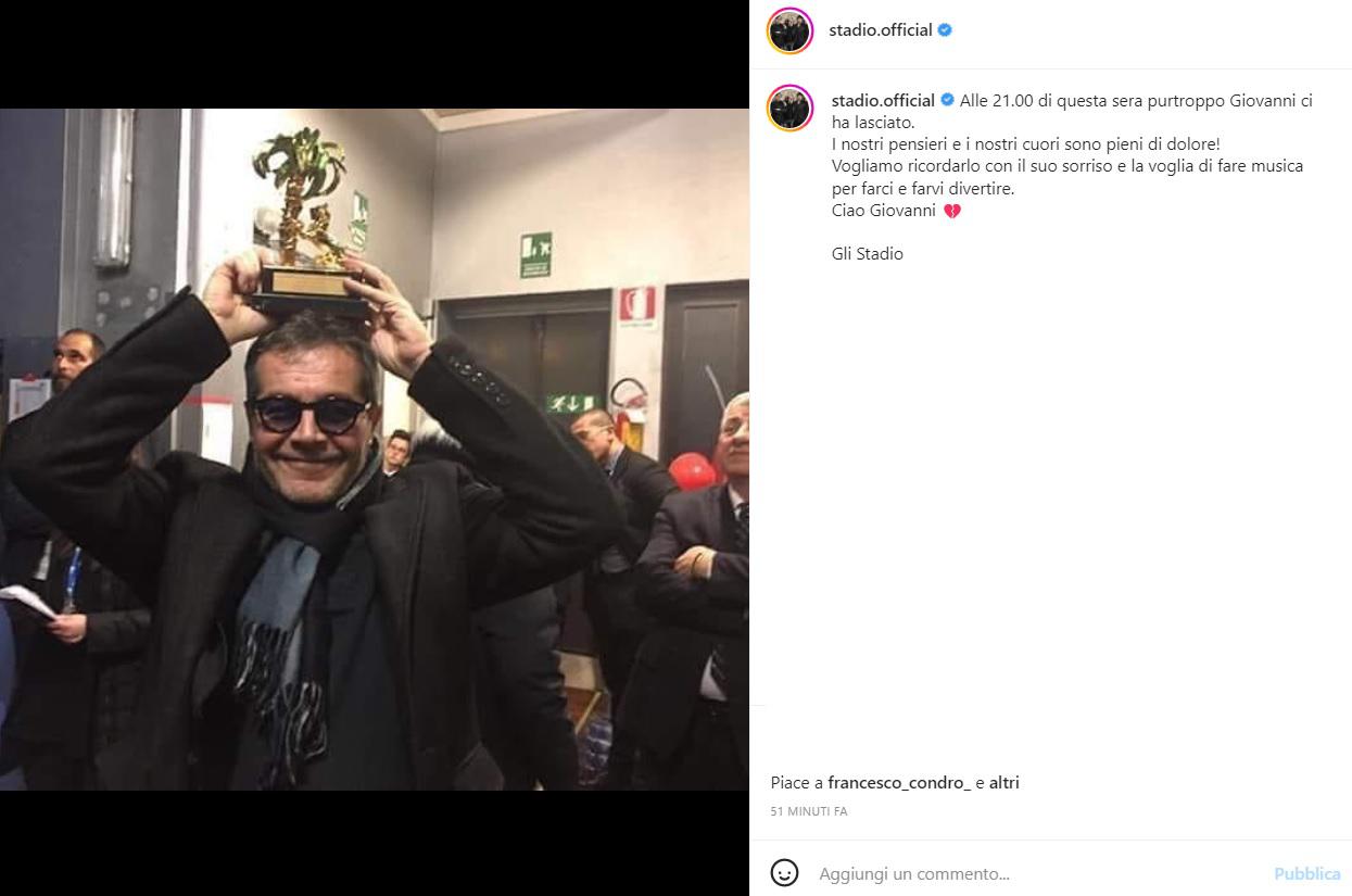 E' morto Giovanni Pezzoli, batterista e fondatore degli Stadio