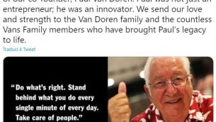 E' morto il 'papà' delle Vans, Paul Van Doren aveva 90 anni