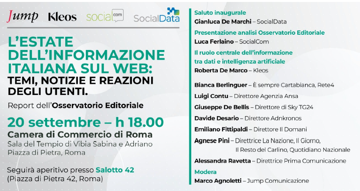 Editoria, SocialData presenta 'L'estate dell'informazione italiana sul web'