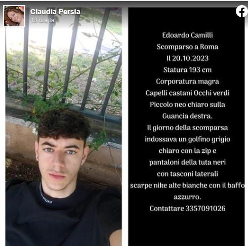 Edoardo Camilli ritrovato a Roma, la mamma: "Finalmente una buona notizia"