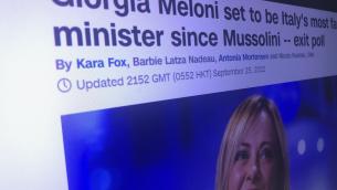Elezioni 2022, Cnn: 'Meloni sarà premier più a destra dai tempi di Mussolini'