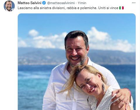 Elezioni 2022, incontro Salvini-Meloni a Messina: la foto sui social