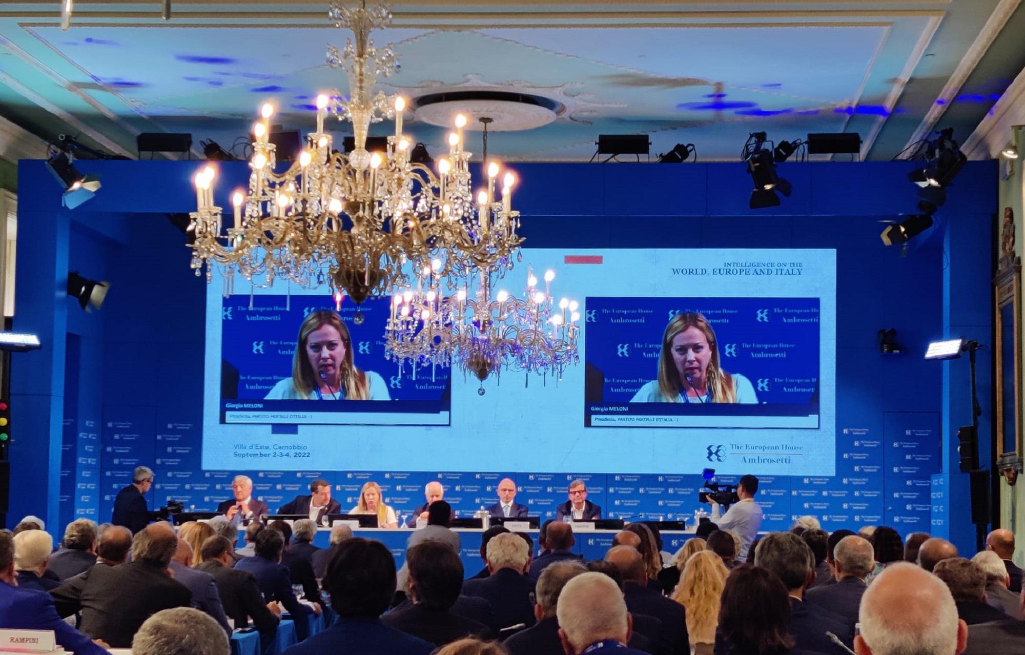 Elezioni 2022, Meloni da Cernobbio: "Pnrr si può perfezionare"