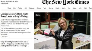Elezioni 2022, Nyt: "Da Italia onda d'urto che volta pagina nella storia europea"