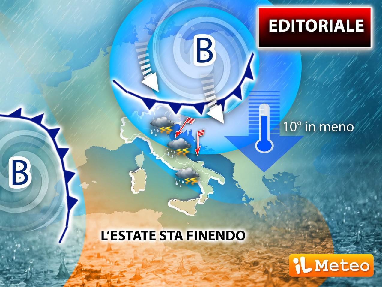 Estate agli sgoccioli: weekend con temporali, vento e crollo termico