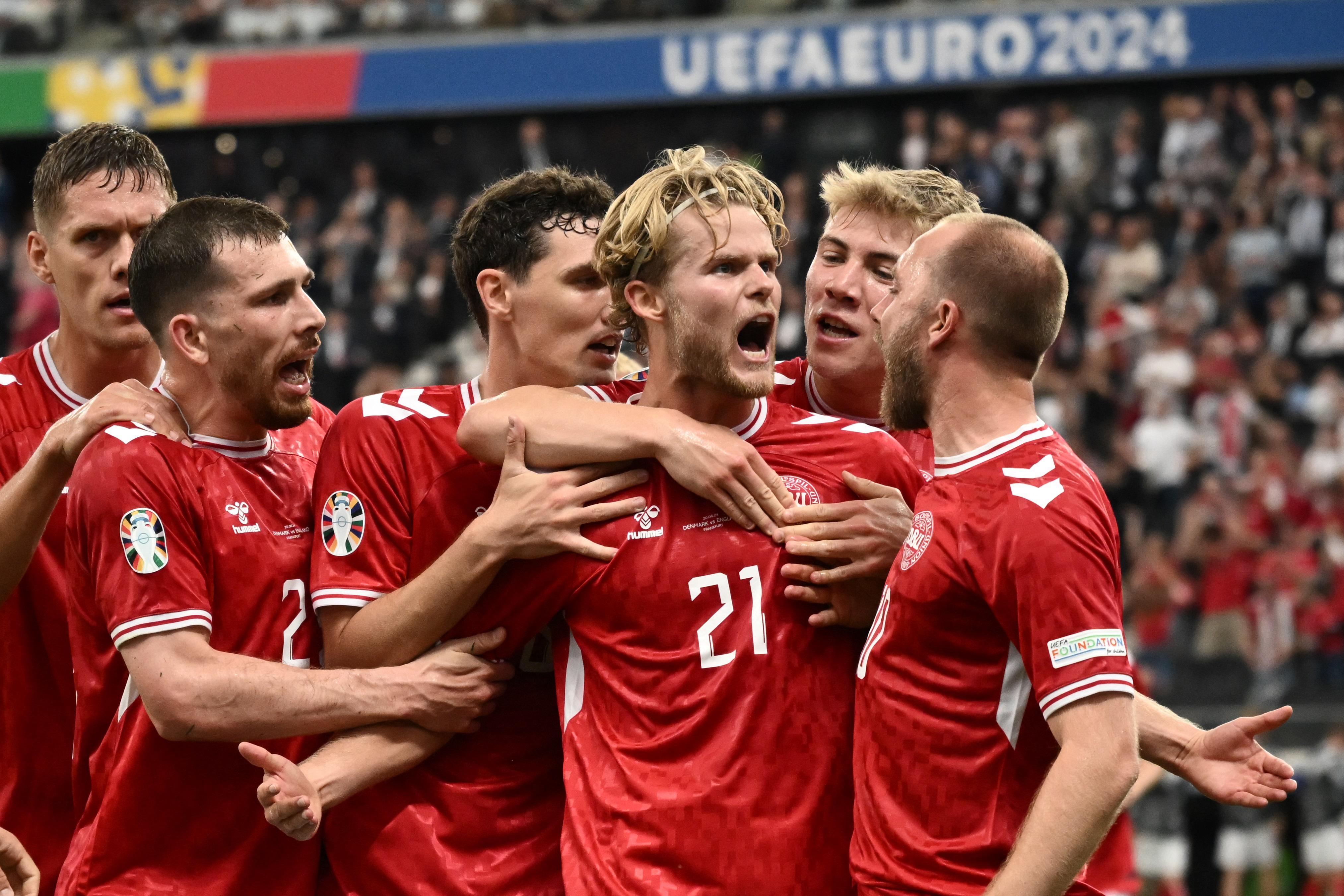 Euro 2024, la Danimarca ferma l'Inghilterra: Hjulmand replica a Kane e finisce 1-1