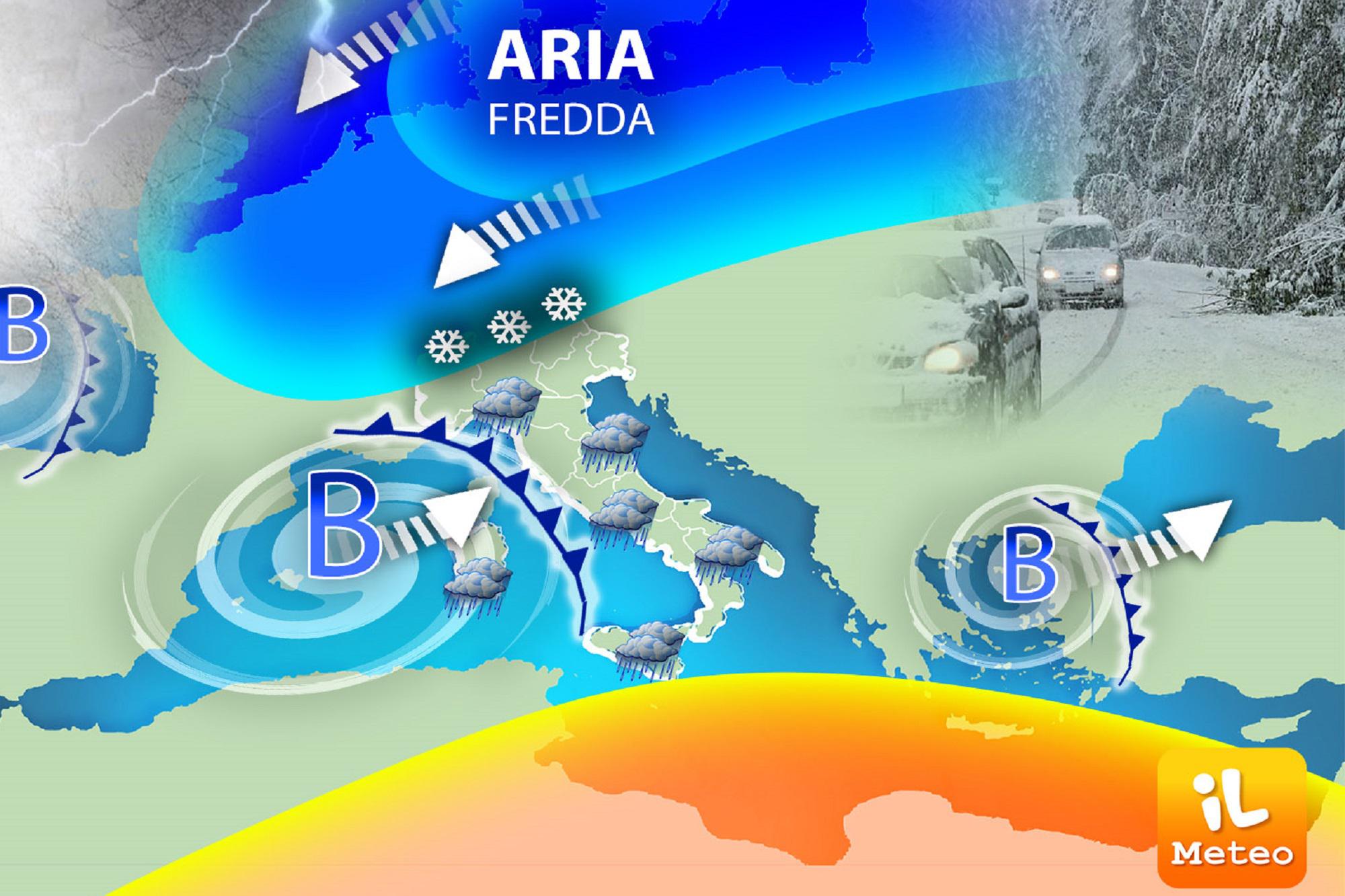 Forte perturbazione da venerdì, pioggia e neve anche nel weekend: le previsioni