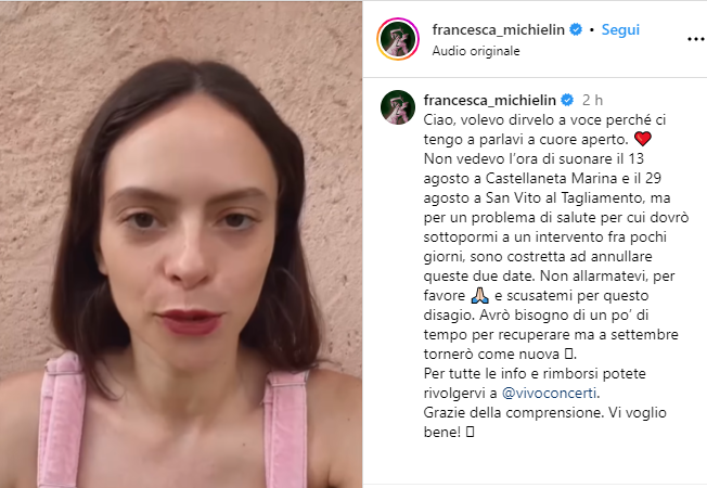 Francesca Michielin annulla due concerti: "Mi devo operare" - Video