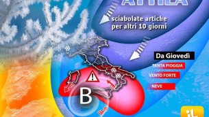 Freddo e neve sull'Italia, la mappa con le previsioni meteo