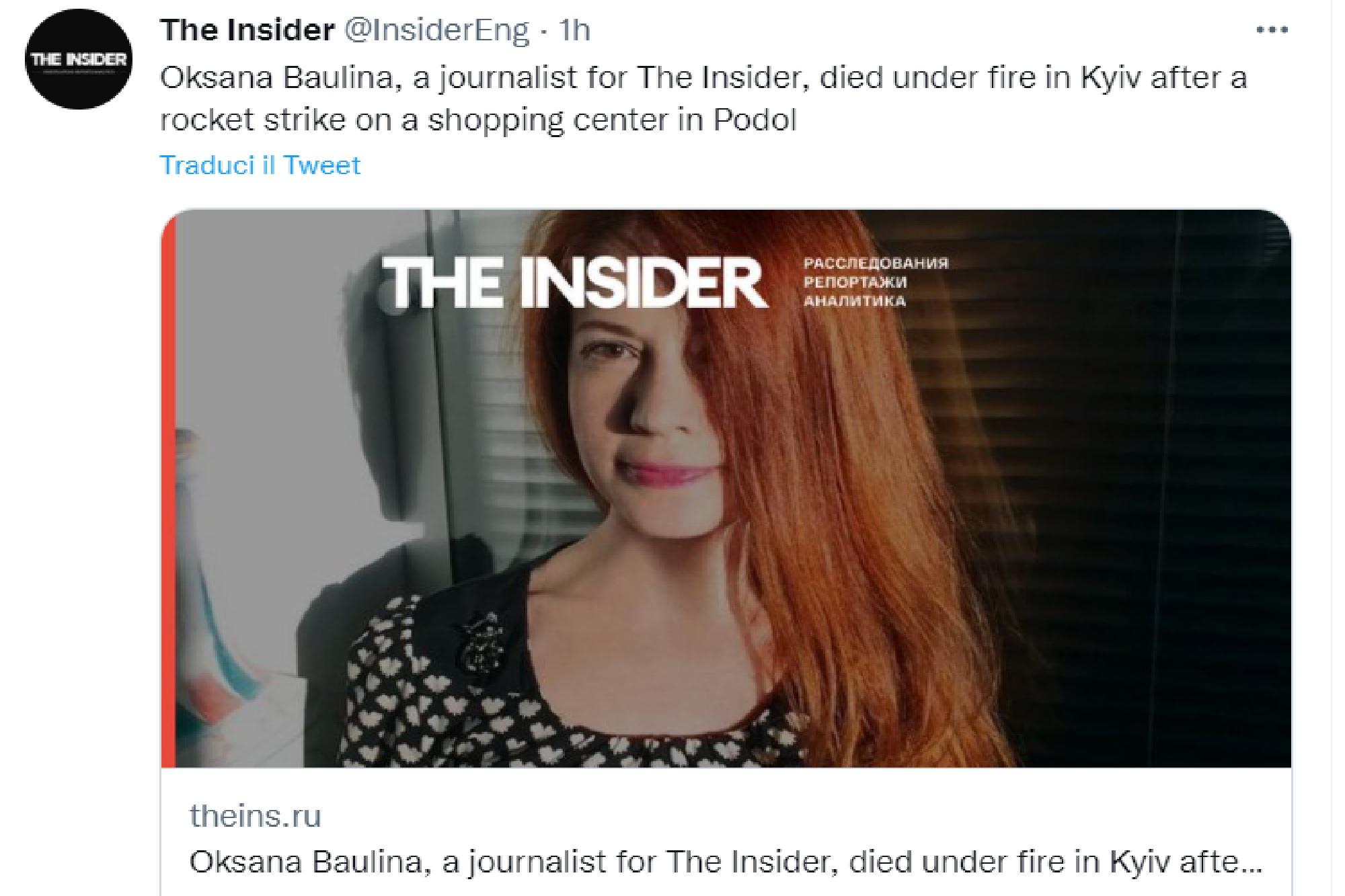 Guerra Ucraina, uccisa a Kiev giornalista russa