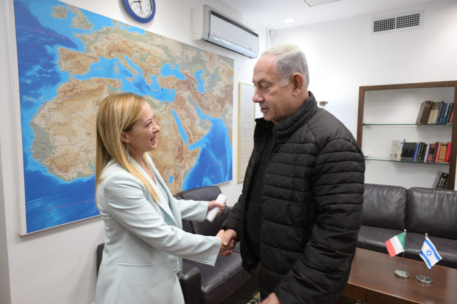 Israele, Meloni a Tel Aviv: colloquio con Netanyhau