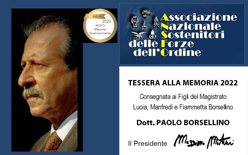 L'associazione sostentori forze ordine: "Tessere alla memoria di Borsellino"