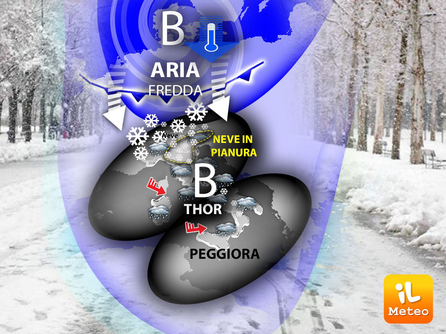 Maltempo sull'Italia con piogge, nubifragi e neve anche in pianura: è il ciclone Thor