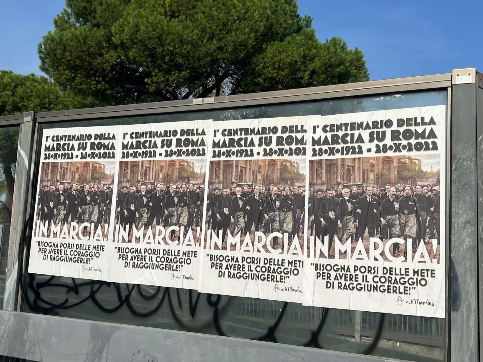 Marcia su Roma, spuntano manifesti per centenario