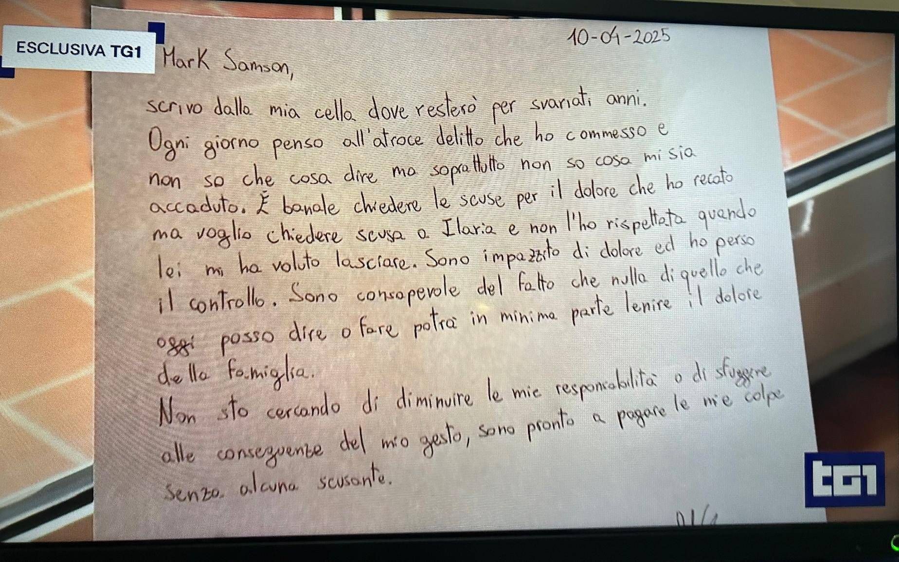 Mark Samson scrive ai genitori di Ilaria Sula: "Scusatemi per atroce delitto"