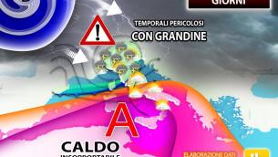 Mercoledì 4 agosto estremo, tra violenti temporali e grande caldo