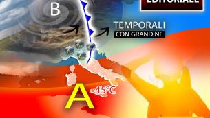 Meteo estremo con nubifragi al Centro-Nord e 45°C al Sud: le previsioni