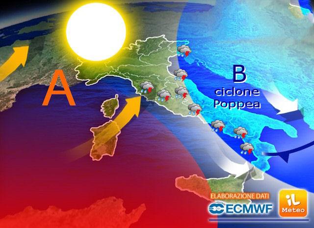 Meteo oggi e prossimi giorni: ultime ore del ciclone Poppea, poi tornano sole e caldo