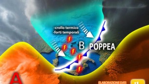 Meteo oggi Italia, crollo temperature con ciclone Poppea