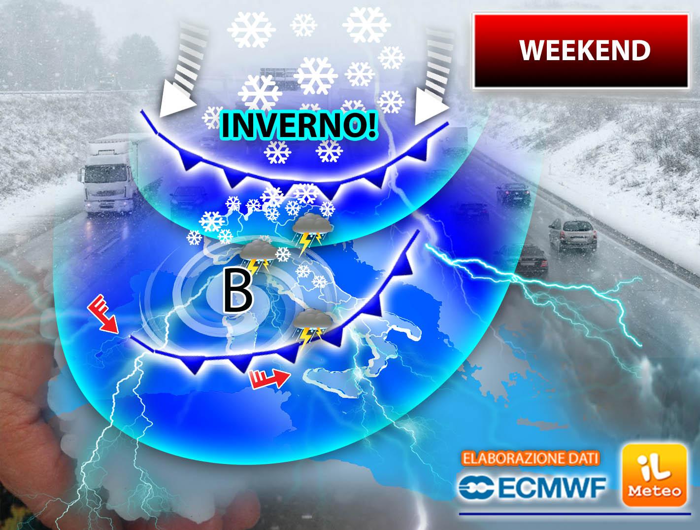 Meteo, piogge e neve a bassa quota: gelo nel weekend