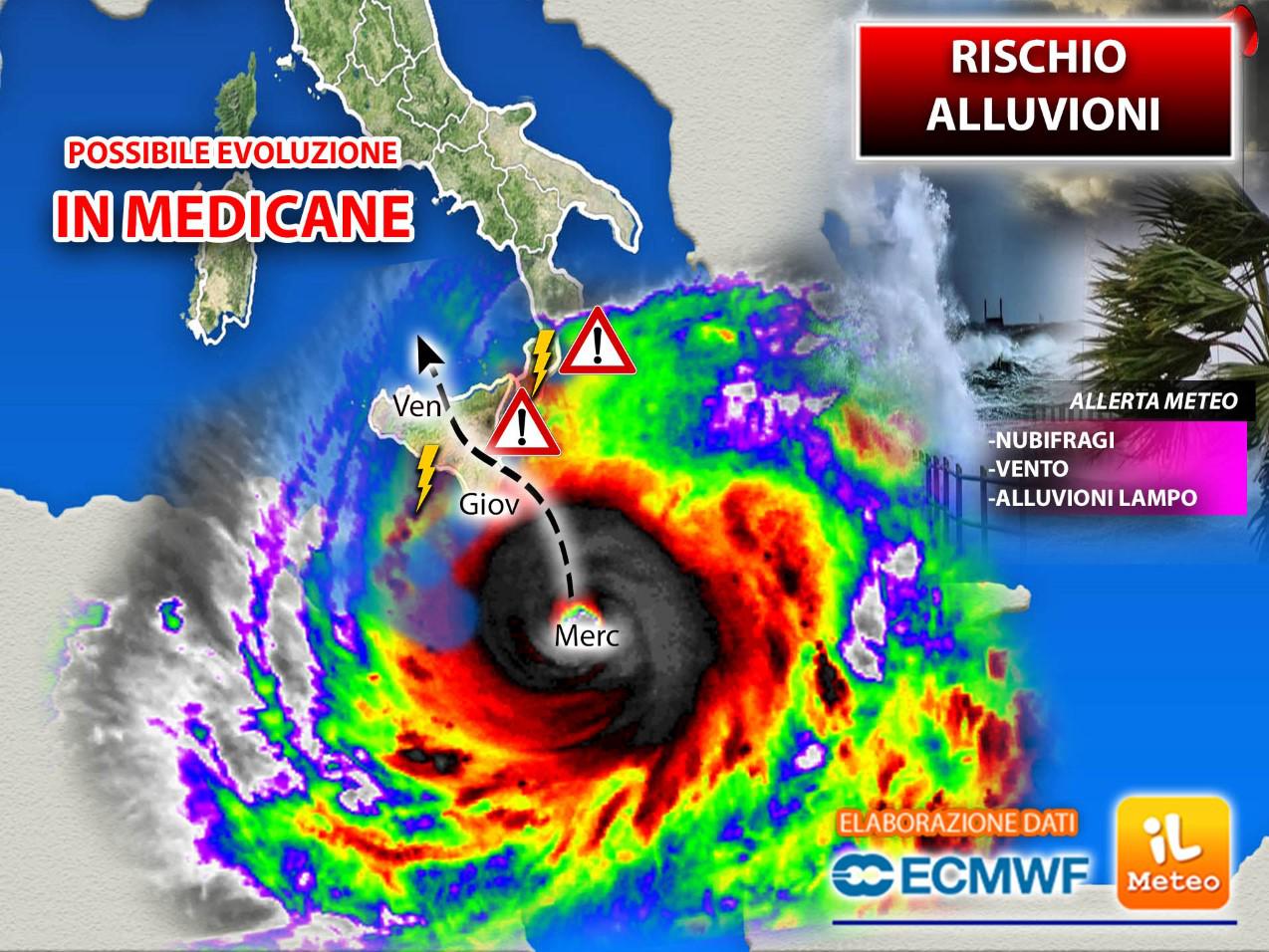 Meteo, Sud nel mirino del ciclone mediterraneo: rischio alluvioni