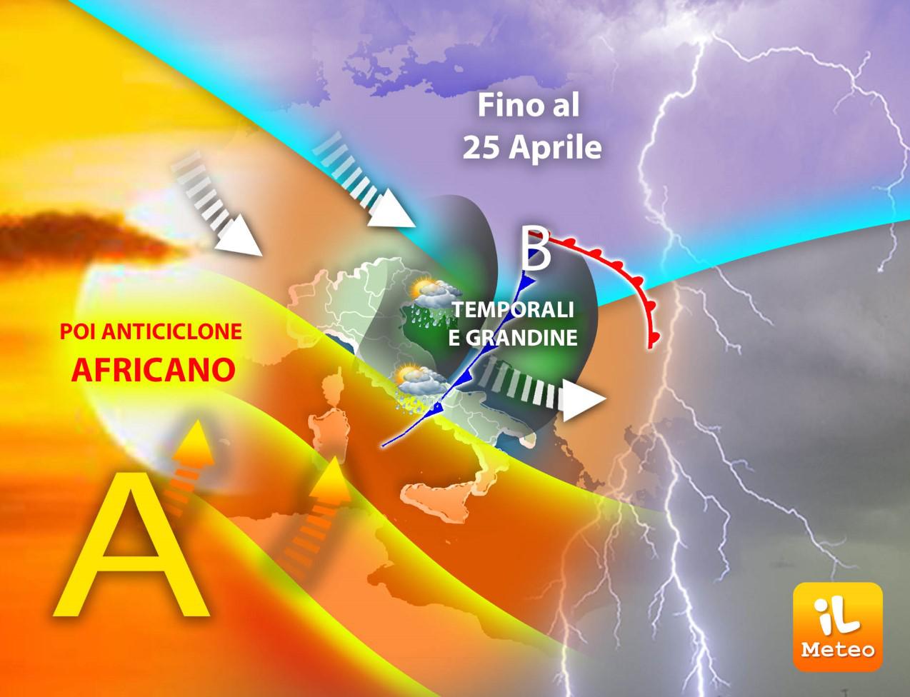 Meteo, temporali e grandine sul 25 aprile