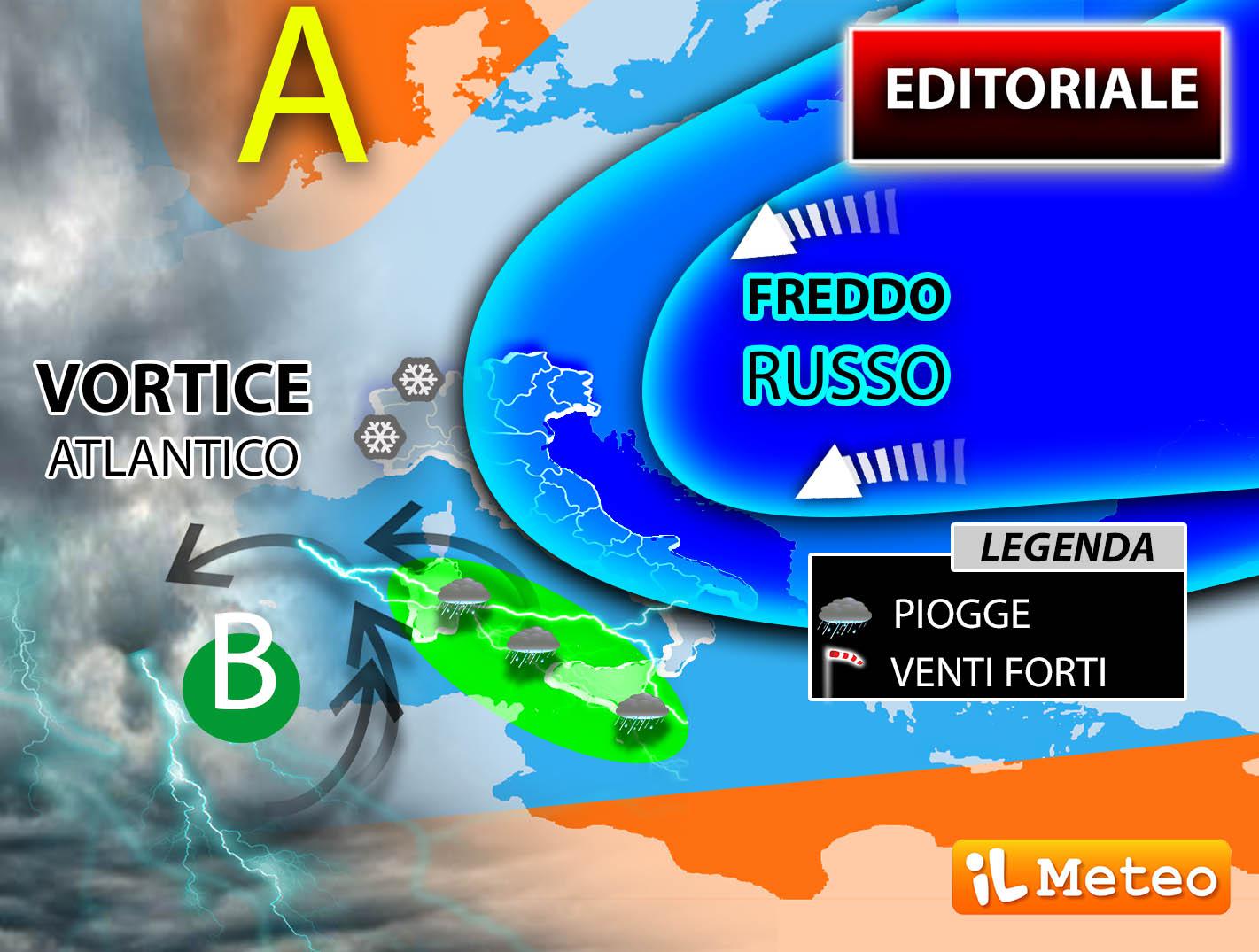 Meteo, weekend tra gelo russo e vortice atlantico: cosa succede