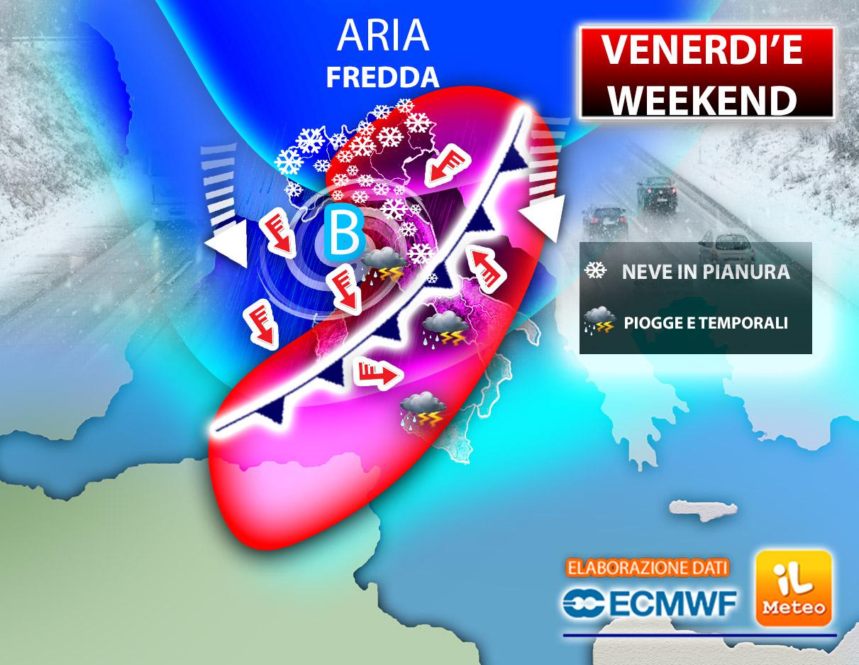 Neve, forte maltempo e ciclone nel weekend: ecco dove