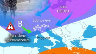 Neve in pianura, poi maltempo con il ciclone dell'Immacolata: ecco dove, previsioni meteo